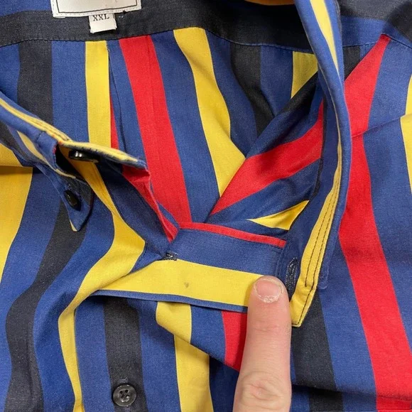 Maus & Hoffman Shirt Mens XXL Blue Striped Long Sleeve Button Down Made USA - Picture 13 of 16